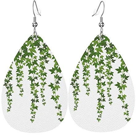 Ohrringe Für Frauen Efeu Pflanze Teardrop Ohrringe 1 Paar Tropfenohrringe Klassischen Teardrop Leder Ohrringe, Für Geschenk, Frauen, Mädchen