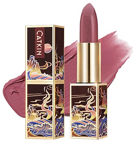 CATKIN Plum Lipstick, Semi-Matte,Long Lasting, High Impact, Moisturizing Formula, enriched with Avocado Oil and Vitamin E, 3.2g