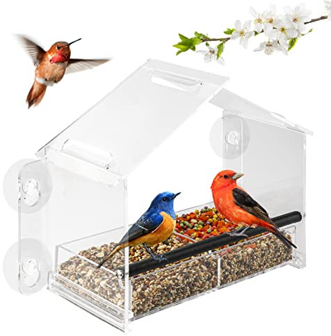 Bird Feeders for Outdoors Window,Bird House Style,Clear Acrylic for Bird Watching,Strong Suction Cups,940065