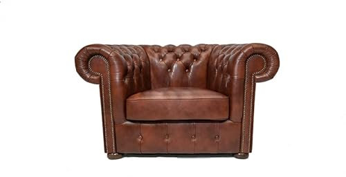 Chesterfield Sessel Class Leder | 2 bis 4 Wochen Lieferzeit (Cloudy Old Braun)