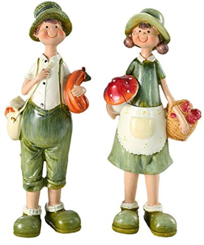 misppro Dekofigur Zwerg aus Kunstharz, schöne Figur für Büro, Küche, Bücherregal, Schlafzimmer, Wohnzimmer, 8,9 x 7,1 x 26,9 cm, Orangegrün