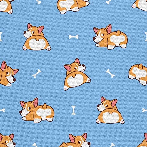 HEKO PANELS Oxford Wasserdichte Meterware Canvas Polyester Stoff Zum Nähen, Dekostoffe Wasserabweisend Blickdicht Welsh Corgis 1 Meter 155 x 100 cm