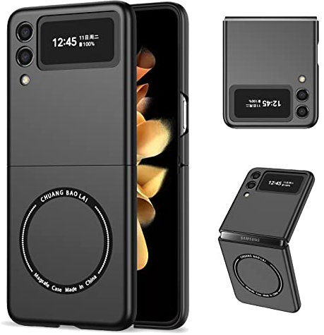 Ysnzaq Magnetisch Hülle für Samsung Galaxy Z Flip4 6.7 Kompatibel mit Magsafe, Militärschutz Sturzschutz Hybrid PC Slim Schutzhülle Stoßfest Case für Samsung Galaxy Z Flip 4. My Black
