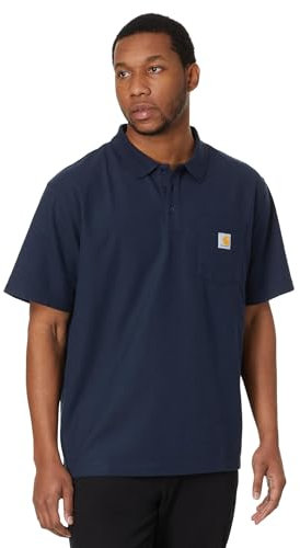 Carhartt Herren-Poloshirt, lockere Passform, mittelschwer, kurzärmelig, Marineblau, L