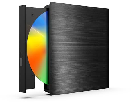 AAVEDA External DVD Drive,USB 3.0 External Type-C DVD Player DVD CD RW ROM Burner Writer Drive Box Windows Mac Laptop Desktop PC Tray Loading Copy Clone Disc Software