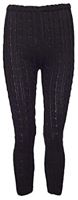 Legging long en tricot torsadé pour femme - Pantalon d'hiver épais et chaud - Taille 36-42, Noir , 40-42