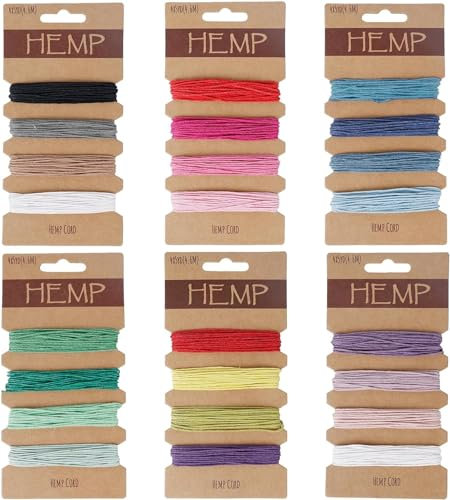 Bubuyun 22 Colors Natural Flax String Cord 24Pcs Bracelet String Thread Cord for Jewelry Making Twine Cord for Handmade Bracelets Keychains Craft Making Accessories 5 Yards Long Per Color (1mm)