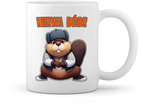 Kurwa Bobr Bober Beaver Fun Lustige Trend Weiße Tasse Mug