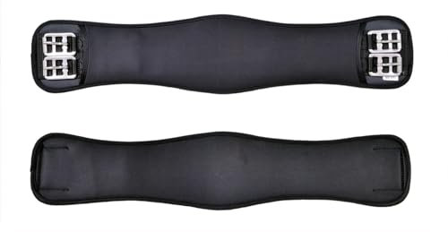 Preto New Synthetic Girth Dressage Memory Foam Equine Elasticated Ends Horse Saddle Girths Anti-Chaff & Anti-Gall Comfort Cushioned Performance Shaped Pferde-Sattelgurte Gallenschutz, mit Komfort