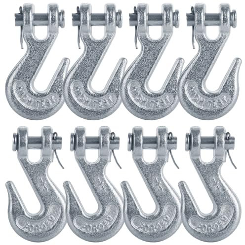 JMIATRY 8 Packs 1/4 Inch Clevis Grab Hook 1/4 Chain Hooks G70 Heavy Duty Forged Steel Safety Chain Hook, 3300 Lbs Capacity, Suitable for 6mm Chain