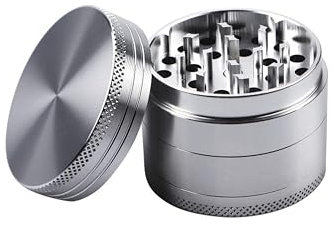 Grinder Ø50mm, 4-teiliges Aluminium Crusher-Set für getrocknete Kräuter – Hochwertiges, messerscharfes Mahlwerk (Silber)