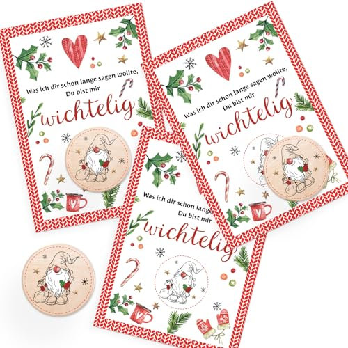Logbuch-Verlag 3 kleine Wichtelgeschenke lustige Weihnachtskarten mit Wichtel Glücksbringer Du bist mir wichtelig DIN A6