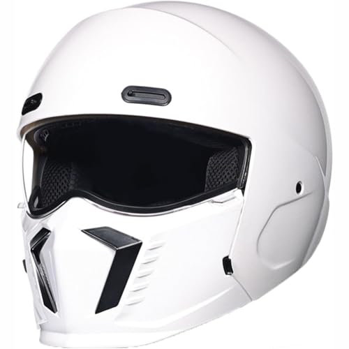 BYFHHHH Motorradhelm, ECE-Geprüfter Jethelm Rollerhelm Mit Sonnenblende, Jethelm Mit Abnehmbarem Kinnschutz D,3XL=65~66CM