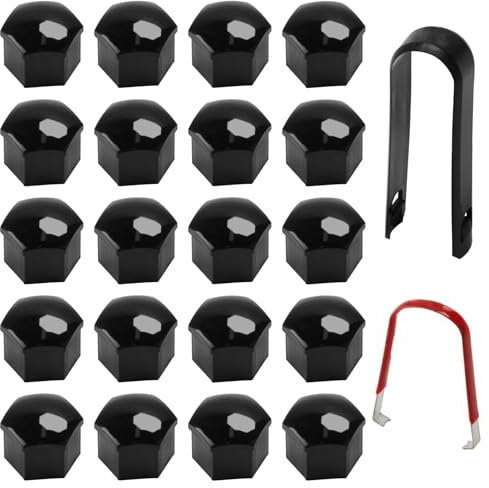 Tapas Tuercas Perno Rueda, 20 Tapas Tuercas 17mm con Clip Universal Tapones Plateado Accesorios Elegantes Ruedas Cubierta Tuerca Coche Tapón Tornillos Ruedas Coche Tuerca Coches Ruedas (negro)
