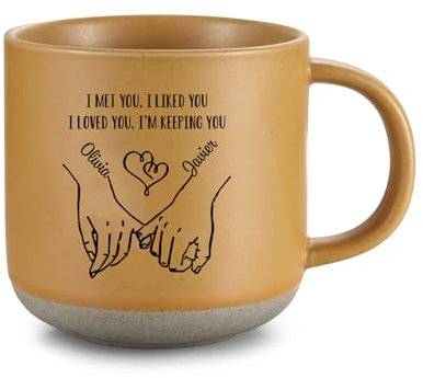 Wamantic Tasse Personnalisée en Céramique avec Nom et Texte - Cadeau Couple, Mug Personnalisé Saint Valentin, Anniversaire, Noël pour Homme et Femme (Jaune)