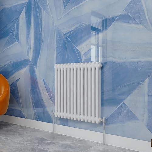 Traditional Household Cast Iron Radiator,White Horizontal 600X605mm 2 Column Suitable for Multi-Room Central Heating