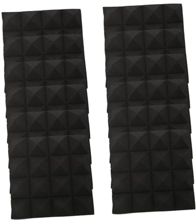 Pyramidenförmige Akustikpaneele zur Schalldämpfung | Polyurethan, Schwarz, 5cm Stark, Dreieckige Rillenstruktur, 12 Stück-pack