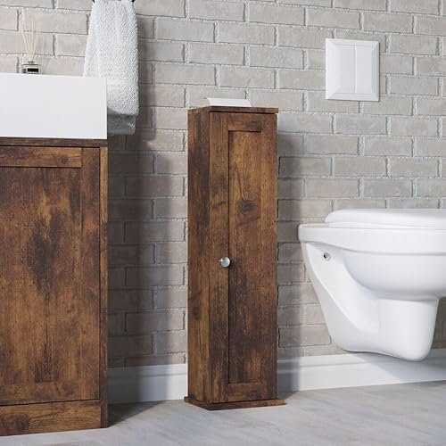 URBNLIVING Toilet Paper Dispenser Wall-Mounted Holder, Easy Installation, Durable Wood Finish, Space-Saving Design, Stylish & Practical for Home, Powder Room, Guest Restroom or Office Rustic Brown
