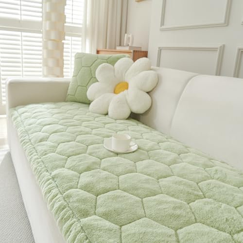 GKXLH New Thick Sofa Cover Washable - Soft Flannel Universal Sofa Covers 2 3 4 Seater, Non-Slip Couch Cover, Couch Seat Covers Sofa Slipcovers Furniture Protector for Living Room (Green, 70x180)