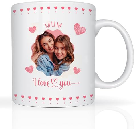 Star Online Personalised Mothers Day Photo Mug Gifts for Mum from Daughter & Son 11oz Ceramic Coffee Cup Mum I Love You Nan Grandma Nana Gran Novelty Mug