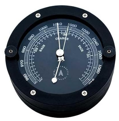 Autonautic Nautisches Aneroid-Barometer, Schwarz, 110 mm (ø). Made in Spain | Polyamid, Für Boote Innen- oder Außenbereich, Funktionell und robust, Sportlich und professionell, Made in Spain