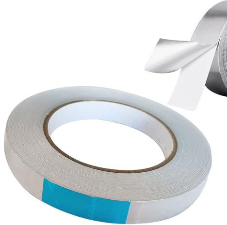 senvenelec Nastro autoadesivo in alluminio, 15 mm x 50 m, resistente al calore, adatto per proteggere, coprire, decorazioni, isolare e riparare. 1 pezzo.