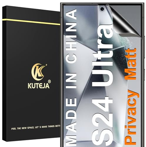Kuteja Matt Privacy TPU Schutzfolie für Samsung Galaxy S24 Ultra [2 Stück], 28° Anti Spähen Sichtschutz, Fingerabdruck-ID Unterstützen Full Screen Anti-Spy Schutzfolie, Anti-Fingerabdruck, Blendschutz