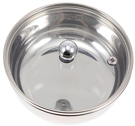 BESPORTBLE Stainless Steel Egg Steaming Bowl with Glass Lid - Small Steam Soup Bowl Ideal for Cooking and Steaming Eggs in The Kitchen - and Stylish Stew Pot for Every Home