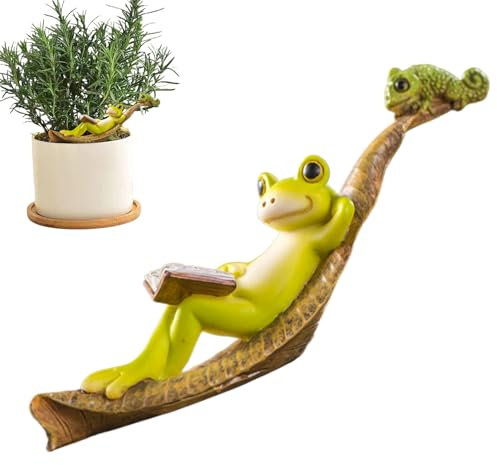 Ruwshuuk Gartenfrosch Deko,Lustige Und Niedliche Gartenfigur Aus Kunstharz | Schreibtisch Dekoration Für Büro Garten Teich Tisch Rasen