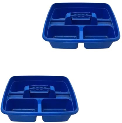 Caddy Tray – 12 x 15 3 Compartment Polypropylene Carrying Container with Handle – Cleaning Tool Storage Caddy – Colour Coded – For Home Garden Equestrian Blue Pack of 2