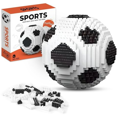 Football Building Block Set 800Pcs STEM Educational Puzzle Toy Block Decorations | Football Gifts for Boys, Girls Kids Miniature 3D Football Toy Model | Stress Relief Game & Birthday Gifts