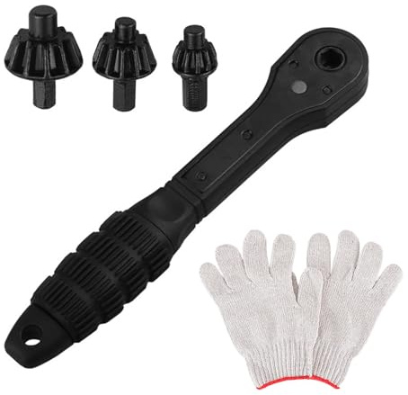 Clé à cliquet en acier avec têtes interchangeables et poignée antidérapante pour outil électrique 2 en 1 Mandrin à cliquet