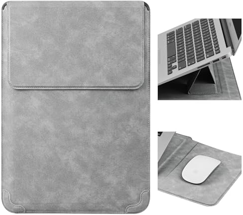 HoYiXi 15.6 16 Inch Laptop Sleeve Case with Stand Feature for MacBook Pro 16 2025 & 2021,ASUS Vivobook 15/MacBook Pro 15/Surface 3/Matebook D15/Galaxy Book Flex,15-16'' Laptop Cover,Light Gray