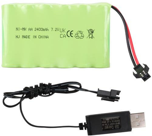 7,2V 2400mAh NI-MH Akku mit SM-2P Stecker und USB-Ladekabel, AA NiMH wiederaufladbares Batteriepack für RC-Fahrzeuge, Auto, LKW, Crawler, Tankspielzeug, Huina 1550 550 RC-Bagger