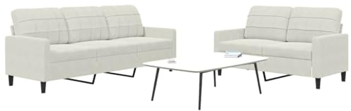 Mimdixy Doppelsofa Kleine Loveseat Couchsofa Eckcouch,2 TLG. Sofagarnitur mit Kissen Creme Samt,Für Büro,Wohnzimmer,Schlafzimmer Und Arbeitszimmer,Einfache Montage