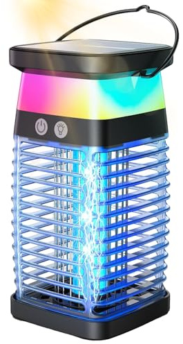 7JI Solare Lampada Antizanzare Ricaricabile con LED Colorati Senza Fili | Lampada Antimosche Adatto a Donne in Gravidanza/Neonati/Animali Domestici,Luce Antizanzare Impermeabile per Interno ＆ Esterno