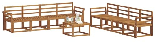 vidaXL Outdoor-Sofagarnitur 9 pcs Natur Massivholz Akazie, Akazienholz Garten Sofa Set, modernes Outdoor Lounge, stylische Terrassenmöbel, Bequeme Sitzgelegenheit für Treffen