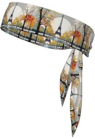 Foulard Sport Double Face à séchage Rapide et Respirant, imprimés artistiques sur Le thème de Paris, de l'arbre et de la Tour Eiffel, pour Femmes, Filles et Hommes.
