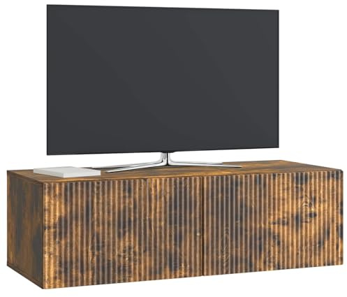 vidaXL Wandmontierter TV-Schrank Geräucherte Eiche 98 x 41 x 30 cm, Wohnzimmer, Moderne Entertainment-Wand, rechteckige TV-Konsole, stylischer Stauraum, hängender Schrank