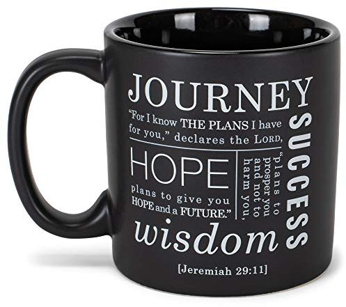 Lighthouse Christian Products The Lord Plans The Journey Keramiktasse, 473 ml, Mattschwarz