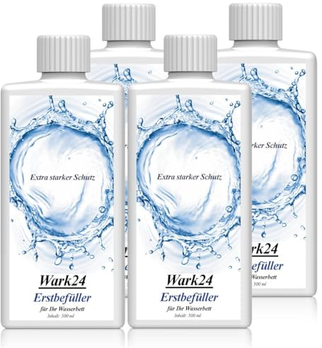 Wark24 Erstbefüller, 4 x 500 ml Konditionierer für Wasserbetten, zuverlässiger Schutz ab der ersten Befüllung, hygienische Wasserbettpflege