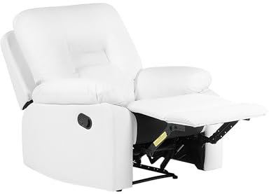 Fauteuil Relax Position Réglable en Cuir PU Blanc avec Repose-pied et Dossier Inclinables Design Moderne et Ultra Élégant Beliani
