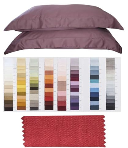 Fiorentini, 1 Paar Kissenbezüge, 52 x 82 cm, aus 100 % Baumwolle, handgefertigt, hochwertig, Erdbeerrot 476