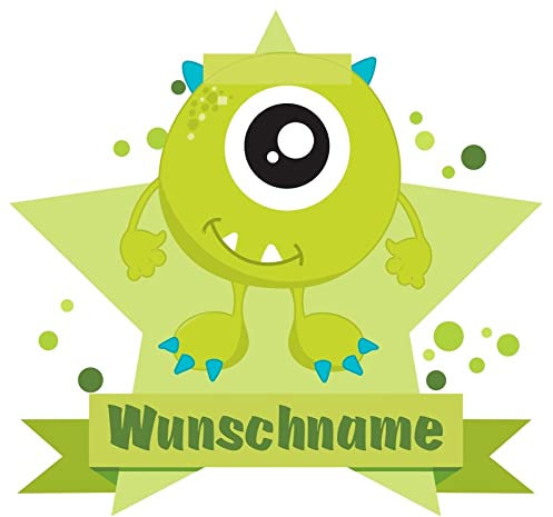 Samunshi® Grünes Monster Aufkleber mit Namen Autoaufkleber Namensaufkleber Kinder - 20x17,5cm mehrfarbig