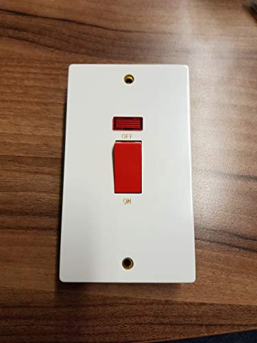45A Cooker Switch Double Pole with Neon Indicator White
