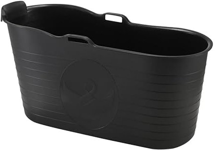 Schwänlein® Mobile Badewanne für Erwachsene XL, Ideal für das kleines Badezimmer, 123 * 55.5 * 63cm, Stylisch und Stimmungsvoll (Schwarz)