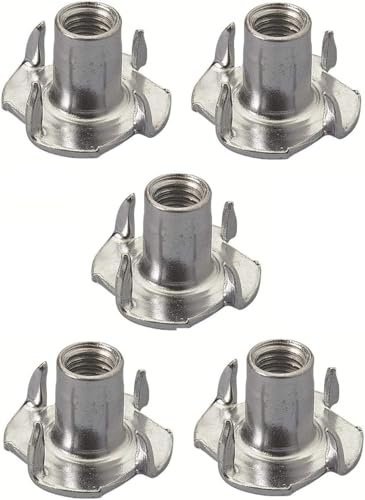 5 tuercas de 4 mm, 5 mm, 6 mm, 8 mm, 10 mm, acero galvanizado, color blanco