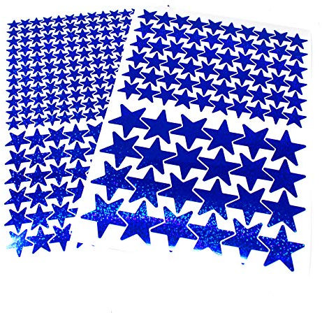 309 Sterne Aufkleber Set Sticker Deko Folie selbstklebend Glitter Hologramm Oilslick Bastelmaterial zum Basteln (Flakes Blau K016)