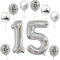 Haosell XL Folienballon 15 Geburtstag, Zahl 15 Silber, Luftballon 32 Geburtstagsdeko
