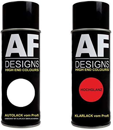 Alex Flittner Designs Autolack Spraydose Set für Mercedes/Daimler Benz 9613 Langnese-Weiss Basislack Klarlack Sprühdose 400ml